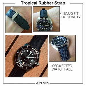 Bracelet Rubber 18mm 20mm 22mm Waterproof Tropical Rubber Watch Strap - Picture 1 of 12