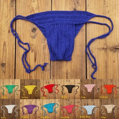 Calzoncillos de ganchillo a mano para hombre ropa interior de tiro bajo para nadar y tomar el sol Foto 1 de 4