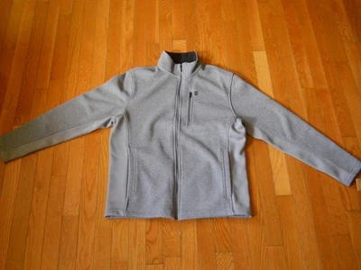Chaqueta IZOD Shaker Polar Pequeña Gris Claro Cremallera Completa con 3 Bolsillos, Patrón Tejido Foto 1 de 4