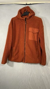 Old Navy Full Zip Sherpa Jacket Hooded Orange Zip Pockets  Size L Men’s - Picture 1 of 12