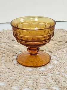 Vintage Indiana Glas Bernstein Königskrone Daumenabdruck Fuß Sherbet Dessert - Bild 1 von 5