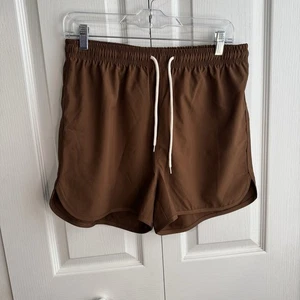 SHEIN Brown Drawstring Athletic Shorts Women’s Size Medium - Picture 1 of 5