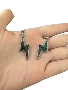 Green Lightning Bolt Earrings - Picture 1 of 5