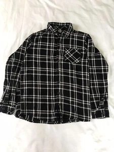 TU Top Black White Plaid Fleece Check Flannel Shirt Girls Boys Grunge Size 12 Yr - Picture 1 of 5