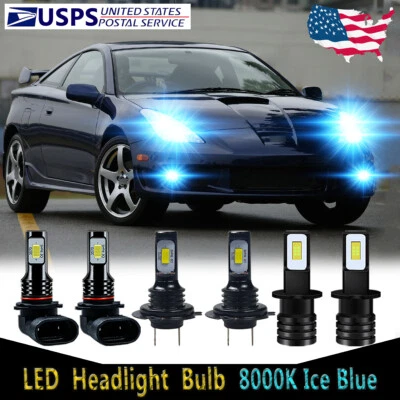 For Toyota Celica 2000-2005 - LED Headlight Bulbs High Low Beam + Fog Light HKL - Image 1 of 4