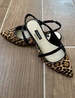 Nine West Flats Feminino 7.5 Animal Estampa Leapord Gatinho Flats Fecho de Alça Traseira - Imagem 1 de 4