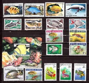 PIM1074 TOUS PAYS 17T + bloc :poissons de mer et d'aquariums - Photo 1/1
