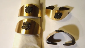 Vintage 1990s Goldtone Napkin Ring Holders Lot of 4 with Be My Guest Emblem VG - Picture 1 of 5