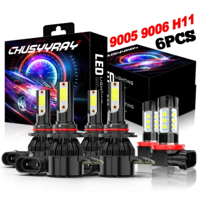 Combo de faros antiniebla y faros LED blancos 6X Fit Nissan Quest 2004-2009 Foto 1 de 4