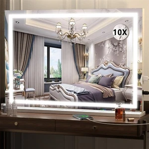 Kosmetikspiegel mit Beleuchtung, 80x58cm LED Schminkspiegel mit dimmbaren 3 Modi weiß - Bild 1 von 8