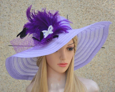 Mujer Formal Iglesia Boda Ocasión Ala Ancha Flojo Sol Sombrero A265 Foto 1 de 4