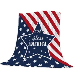 Patriotic Large Throw Blanket 4th of July Memorial Day 50x70 IN Patriotic 02 - Picture 1 of 7