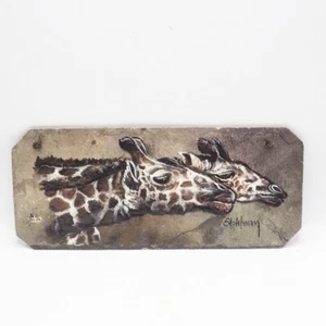 Handbemalte Giraffe auf Schiefer Wohndeko - Bild 1 von 7