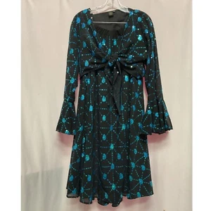 India Arts Boho Black And Turquoise Sequin Two Piece Dance Outfit Large/XL - Picture 1 of 6