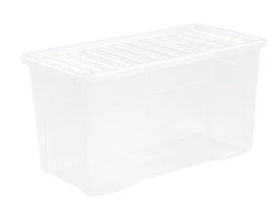 Plastic Clear Stackable Storage Box with Lid Nestable Container Boxes 110L Clear - Image 1 of 2