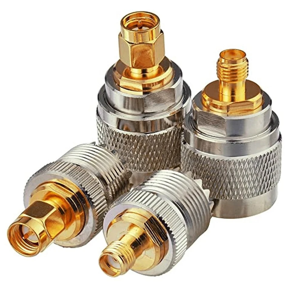 4 Pc UHF Male PL259 & Female SO239 to SMA Male & Female RF Connector Adapter Kit - Image 1 of 3