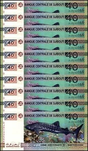 Djibouti 40 Francs, 2017, P-46a.1, UNC Commemorative X 10 PCS - Picture 1 of 2
