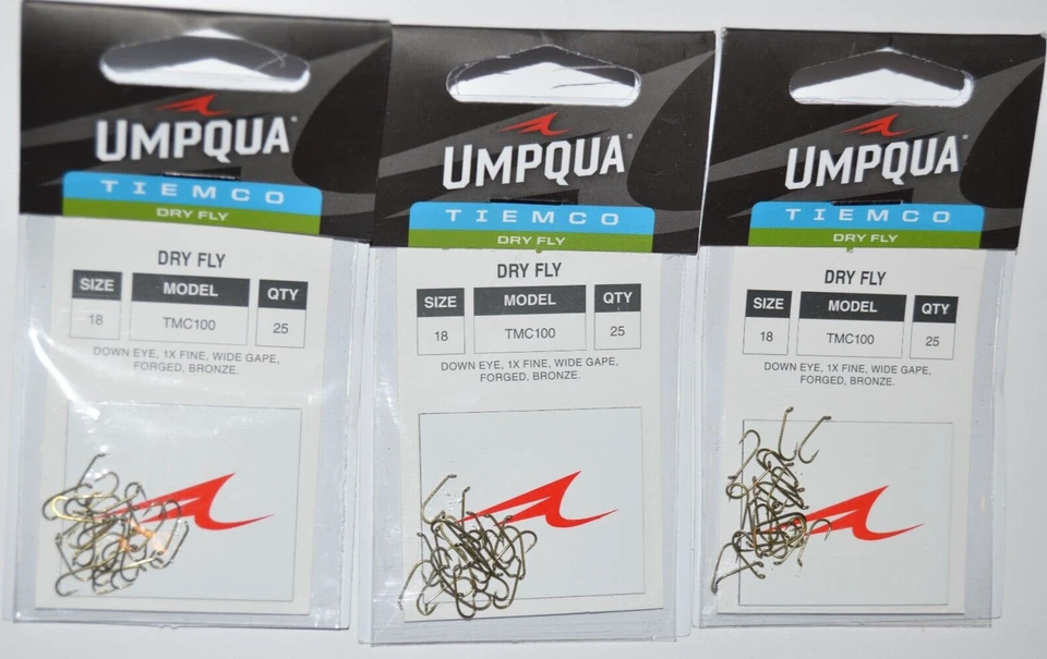 Umpqua Tiemco Fly Fishing Hooks Model Dry Fly TMC 100 Size 25