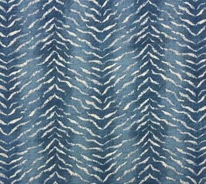 P KAUFMANN ROULAN PERSIAN BLUE ZEBRA ANIMAL PRINT MULTIUSE FABRIC BY YARD 54"W - Picture 1 of 6