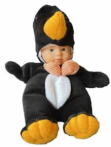Pingüino estilo Anne Geddes con cara de bebé ojos azules 9 pulgadas Pajarita alta de guinga de colección - Imagen 1 de 13