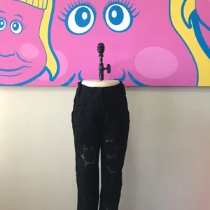 Rococo Black Leather / Suede Laser Cut Pants - Picture 1 of 12