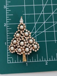 Vintage MCM Napier Faux Pearl & Strass Weihnachtsbaum Brosche Anstecknadel - selten - Bild 1 von 7
