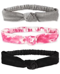 CHILDREN’S PLACE Headband 3-pack: Black/Gray/Pink & White Tie-Dye ▪︎ NWT - Picture 1 of 1