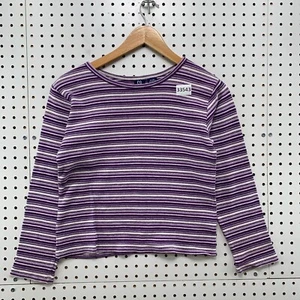 Vintage Y2K SO Long Sleeve Top Girls Size XL 16 Purple Striped 17X17.5 - Picture 1 of 12