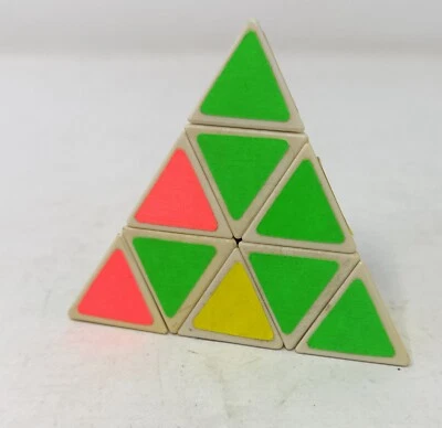 Vintage Pyraminx by TOMY 1981 Pyramid Rubix Cube Type Puzzle Neon - Image 1 of 2