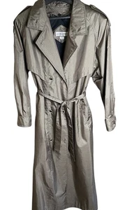 Womens Trench Rain Coat J Gallery Taxi Cab Vtg Avant Garde Lined 7/8 - Picture 1 of 16