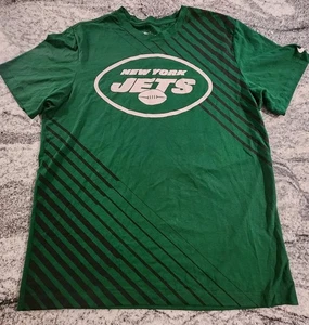 NIKE NEW YORK JETS SHIRT MENS LARGE GREEN BLACK STRIPES WHITE LOGO NFL FOOTBALL - Picture 1 of 9