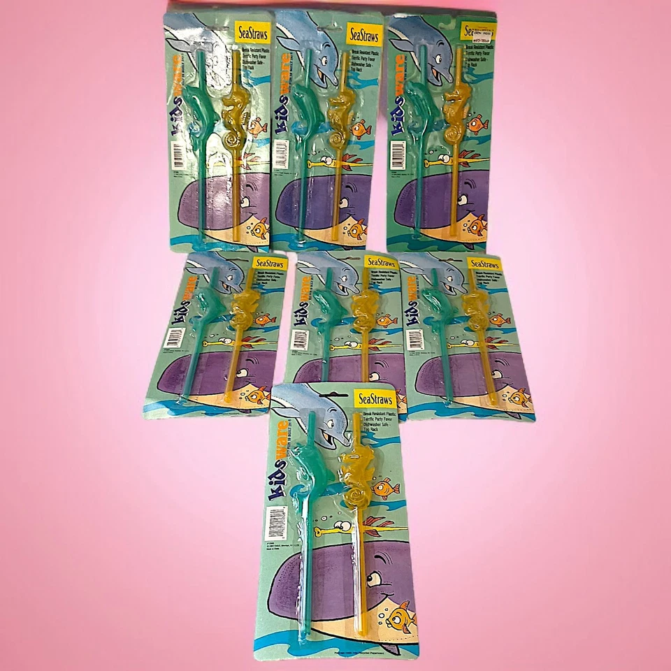 14 Kidsware Animal Straws Seastraws Dolphin Seahorse Vintage 1992 Reusable Party - Image 1 of 4