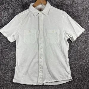 Faherty Shirt Mens Large White Short Sleeve Button Pockets Organic Cotton - Picture 1 of 7