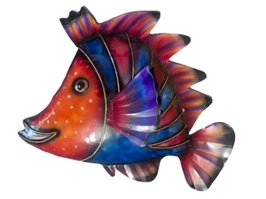 18” TROPICAL METAL FISH COLORFUL ART NAUTICAL PATIO HOME DECOR - Picture 1 of 1