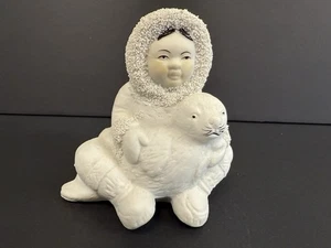 Handbemalte Alaskan Inuit Eskimokind mit Siegel Figur - Bild 1 von 5