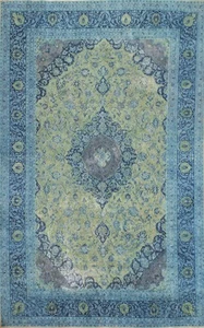 Traditional Wool Green/ Blues Hand-knotted Living Room Area Rug 8x12 Carpet - Picture 1 of 21