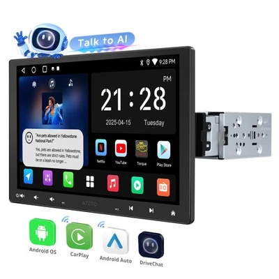ATOTO 10.1 Zoll  Android 1 Din Autoradio GPS Navi Radio Wireless CarPlay DSP/FM - Bild 1 von 4