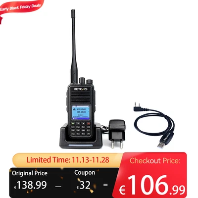 Retevis RT3S GPS Amateurfunkgeräte Dual Band DMR  Digitales Funkgerät Großer - Bild 1 von 4