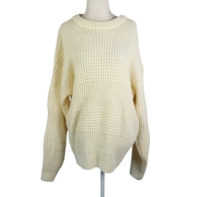 Suéter masculino vintage anos 90 High Sierra malha robusta creme vovô G - Imagem 1 de 4