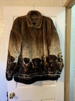 Chaqueta polar con cremallera completa XXL marrón vintage Cobblestone Canyon para mujer perros” Foto 1 de 4