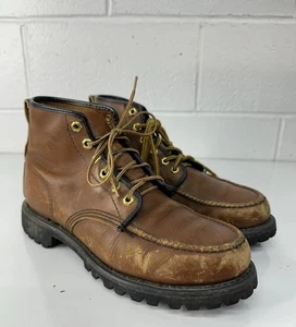 Botas de trabajo vintage Hannover acolchadas sin usar, puntera m/i EE. UU. 1980s suela Vibram 8,5 D - Imagen 1 de 8