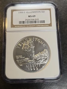 1999 P Yellowstone Commemorative Silver Dollar NGC MS69 MS 69 - Picture 1 of 4