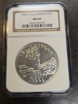 1999 P Yellowstone Commemorative Silver Dollar NGC MS69 MS 69 - Image 1 of 4