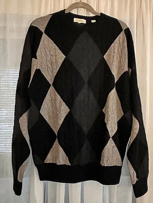 Peter Millar 100% Pure Cashmere Argyle Cable Knit Sweater~Lg - Image 1 of 4