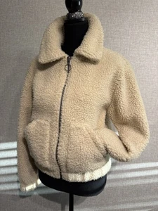 Aeropostale Gr. S Damenjacke creme Sherpa Fleece Reißverschluss - Bild 1 von 7