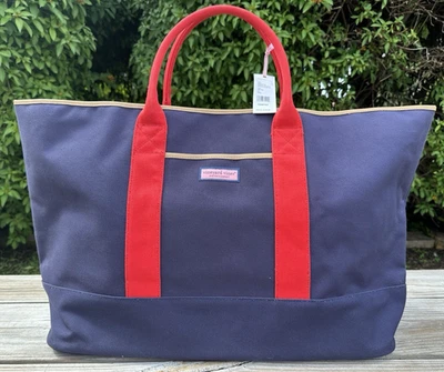 Vineyard Vines Americana Oversized Large Tote Bag Luggage Deep Bay Blue RARE NEW - Image 1 of 4