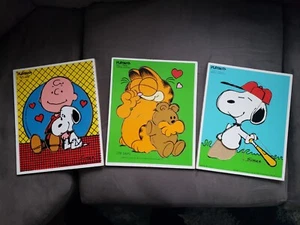 Vintage Playskool Wooden Puzzles - Charlie Brown, Garfield & Snoopy - Picture 1 of 5