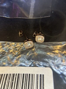 Sterling Silver Square Stud Earrings Made With Swarovski Crystals - Picture 1 of 5