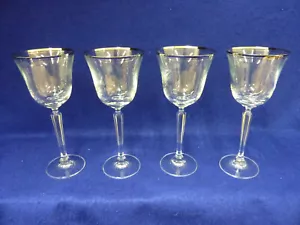 LOT OF 4 MIKASA BRIARCLIFFE DOUBLE PLATINUM CRYSTAL WATER GOBLET GLASS 8 3/8" - Picture 1 of 10