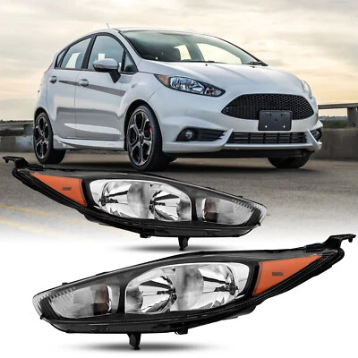 Conjunto de faros negros con par ámbar halógeno para Ford Fiesta S SE ST 2014-2017 Foto 1 de 4